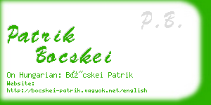 patrik bocskei business card